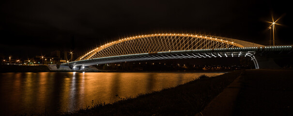 Beautiful long exposure image of the Troja Bridge in Prague, Czech Republic.