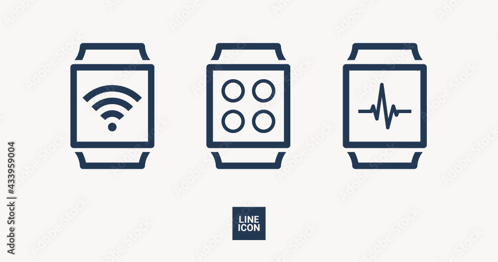 Poster smart watch isolated minimal single flat icon. gadget line vector icon for websites and mobile minim