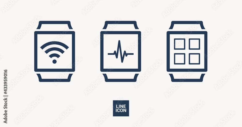 Poster smart watch isolated minimal single flat icon. gadget line vector icon for websites and mobile minim