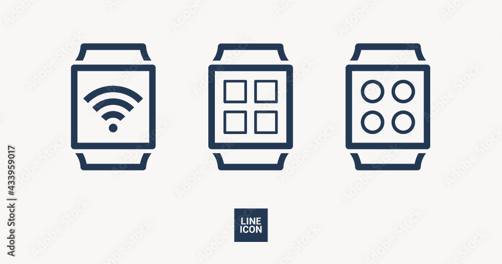 Poster smart watch isolated minimal single flat icon. gadget line vector icon for websites and mobile minim