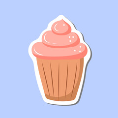 cupcake sticker. illustration in cartoon style.
