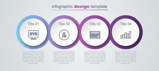 Set line XYZ Coordinate system, Function mathematical symbol, Calculator and Graph, schedule, chart, diagram. Business infographic template. Vector
