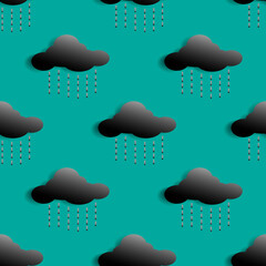 vector illustration design of cloudy sky, rainy clouds. green background. seamless pattern designs for wallpaper, backdrop, cover, paper cut and print on fabric. simple and unique modern template