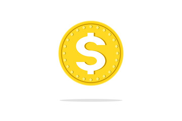 Yellow dollar symbol isolated on a white background