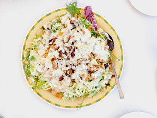 Cesar salad, overhead view