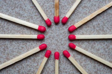 The circle shape from matches isolated close up. International Day Matchstick.
