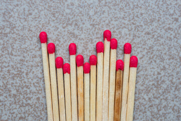 Isolated group of matches on a white background. International Day Matchstick.