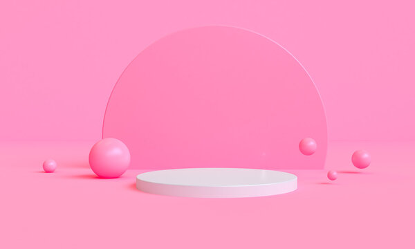 Abstack Pink minimal style Platform products showcase , 3d Rendring