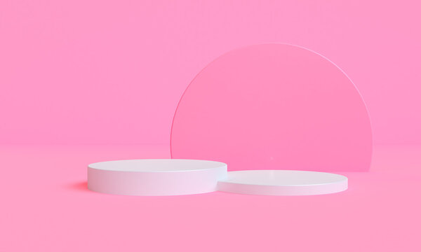 Abstack Pink minimal style Platform products showcase , 3d Rendring