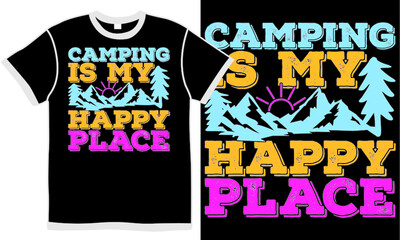 camping is my happy place, boy scout, campfire design, nature forest design concept, illustration design