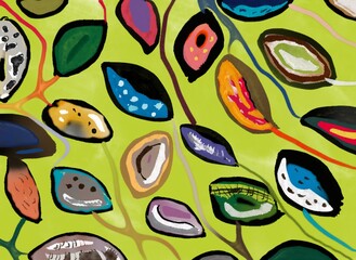 Abstract artwork painting with digital water color brushes