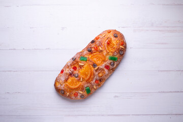 Coca de sant joan. Traditional San Juan cake to celebrate the arrival of summer in Spain made with...