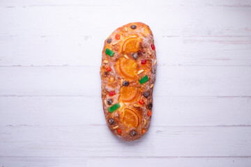 Coca de sant joan. Traditional San Juan cake to celebrate the arrival of summer in Spain made with...