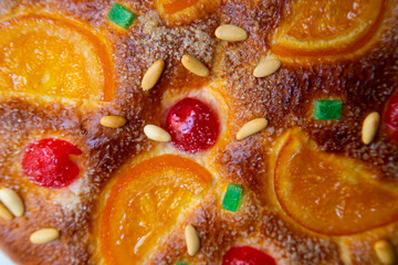 Coca de sant joan. Traditional San Juan cake to celebrate the arrival of summer in Spain made with...