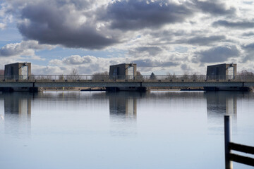 Danube river and its old waters are photographed in Bavaria near Regensburg