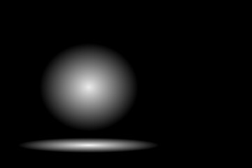 On a black background, a gray ball with imitation of bright light. vector drawing, size 6000x4000 px. 