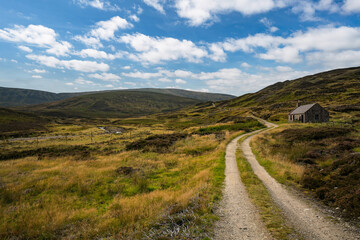 Fototapeta na wymiar Loch Lee Glen Esk Circular Walk is a 15.8 kilometre loop trail located near Brechin. The trail is primarily used for hiking, walking, nature trips, and bird watching.