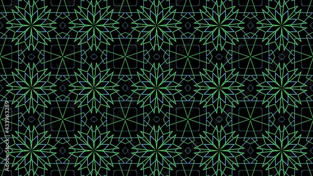 Poster blue and green thin lines decorative mosaic animated pattern. simple motion graphic background conce