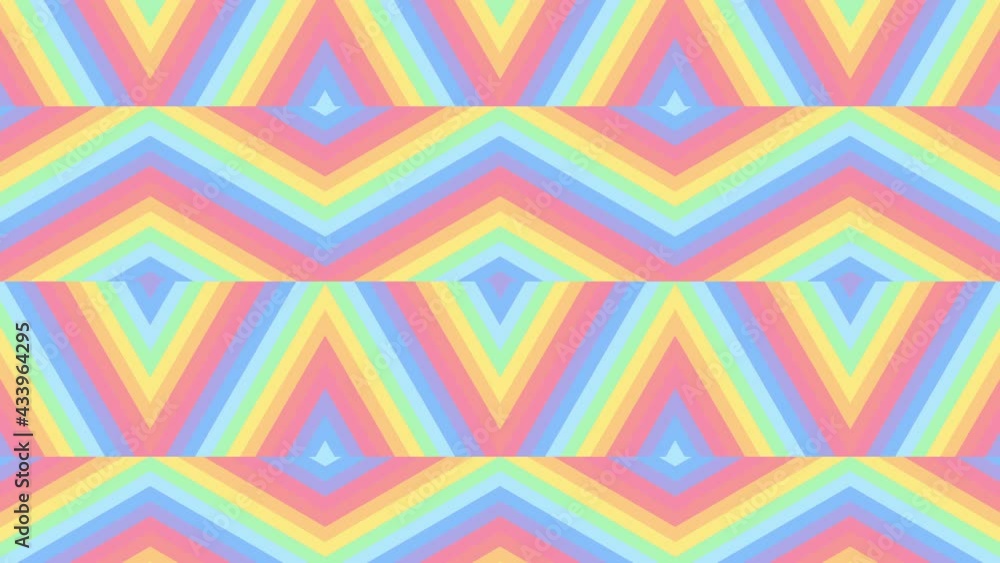 Poster abstract geometric rainbow pattern in mosaic seamless loop animation. minimal motion graphics backgr