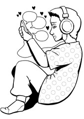 Phone chat love lineart person