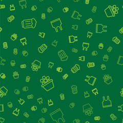 Set line Wooden beer mug, Ice bucket and Sleeveless T-shirt on seamless pattern. Vector