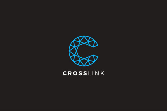 Letter C Network crosslink  connection logo for company