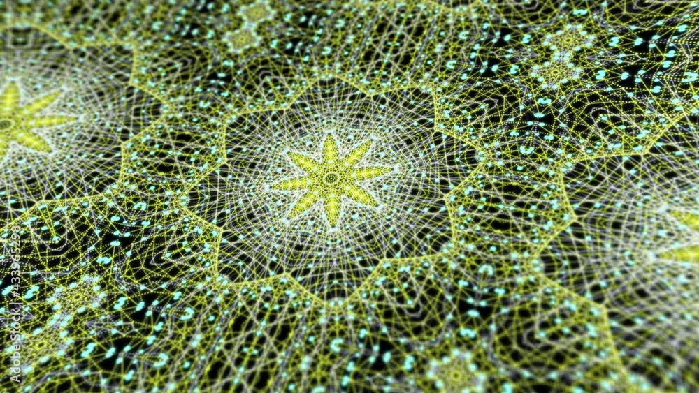 Poster seamless looped abstract animation of digital mandala fractal. 4k motion graphics concept with multi