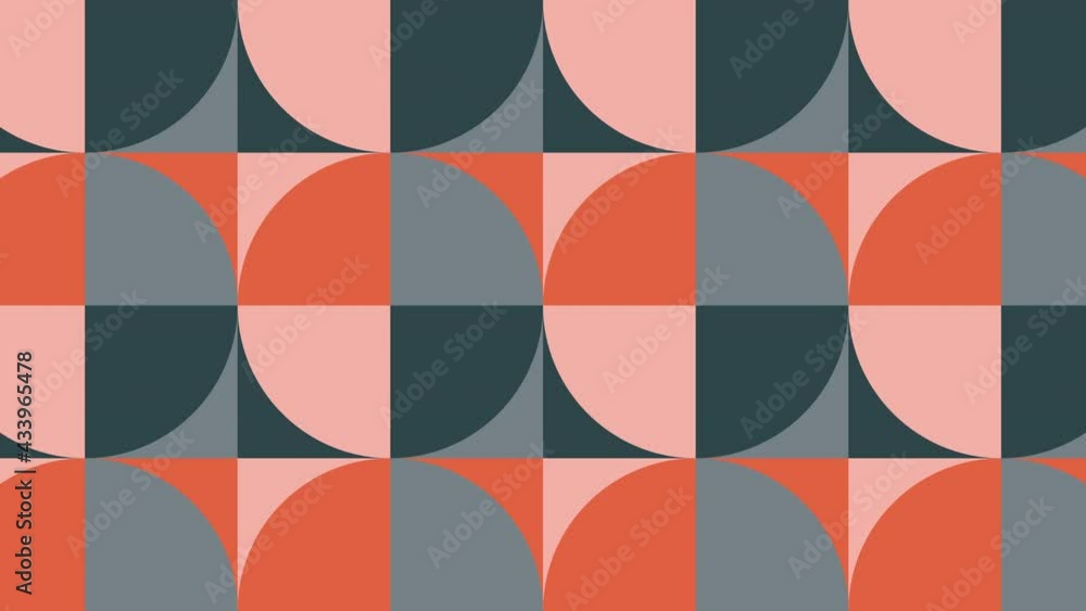 Aufkleber motion graphic seamless loop animation in vintage flat style. retro mosaic with geometric animated t