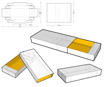 Chocolate Box and Die-cut Pattern (Internal measurement 16x10x3cm). The .eps file is full scale and fully functional. Prepared for real cardboard production.