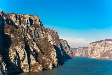 Naklejka premium Danube gorge in Djerdap on the Serbian-Romanian border