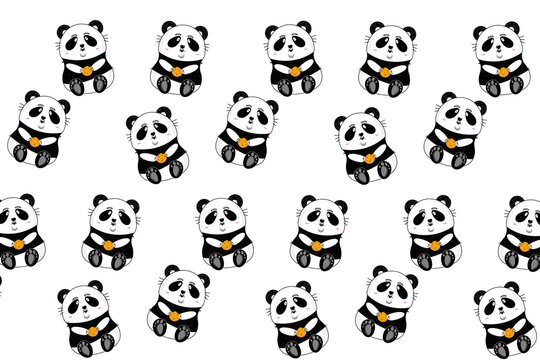 Cute background with pandas, an abstract solution for vector paintings.
