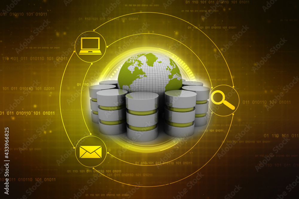 Poster 3d rendering database storage network concept
