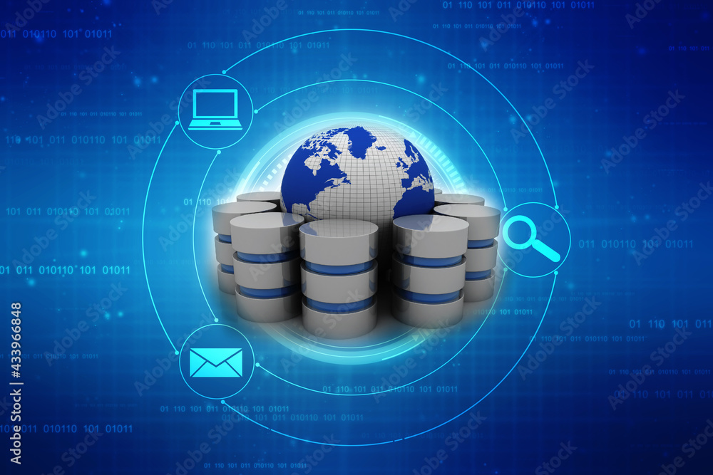 Poster 3d rendering database storage network concept