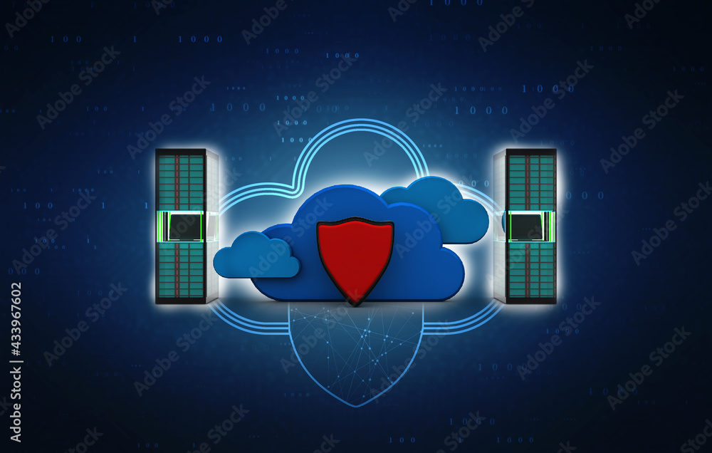 Poster 3d rendering database and computer data security concept