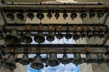 Foto op Canvas Ancient bronze and copper domes in the bell tower of St. Sophia Cathedral in Kiev, Ukraine © konoplizkaya