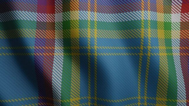 Traditional tartan pattern of canadian territory Yukon. 3d waving fabric texture