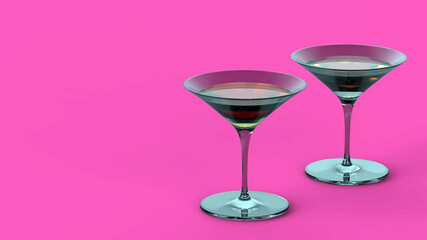 3d render cocktail glasses. Modern design. Backgrounds for kitchen interior