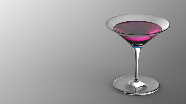 3D rendered wine glass for drinking alcohol in restaurant. Glass for alcoholic drinks