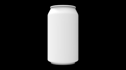 Blank small silver aluminium soda can mockup on black background. Tin package of beer or drink. 3D rendering illustration