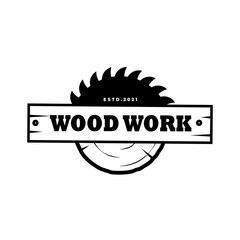 Wood Industries Company logo with the concept of saws and carpentry and classic and vintage style