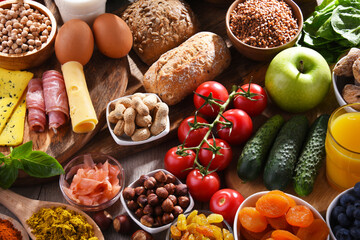 Assorted organic food products on the table