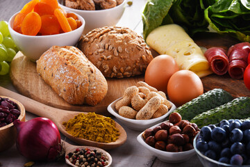 Assorted organic food products on the table