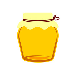  color image of a jar with honey in yellow warm color isolated on white background