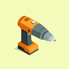 Electric screwdriver for construction in an isometric projection.