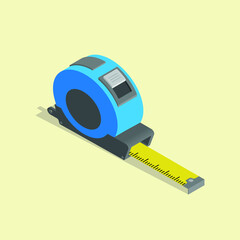 Steel tape for construction in an isometric projection.