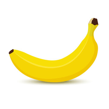 Banana icon isolated on white background. Whole banana fruit. Flat style vector illustration.