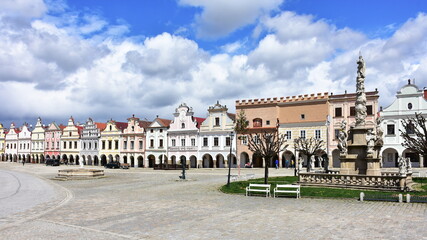 Naklejka premium in the square of town Telc in Czech republic