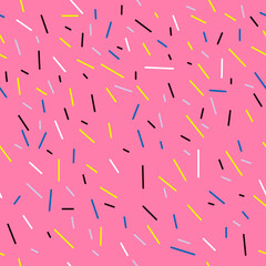 Pink donuts sprinkle. Vector and seamless donut icing pattern.