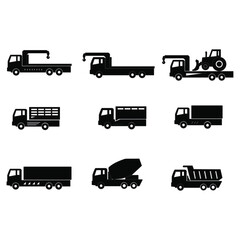 Trucks icons set. Trucks pack symbol vector elements for infographic web.