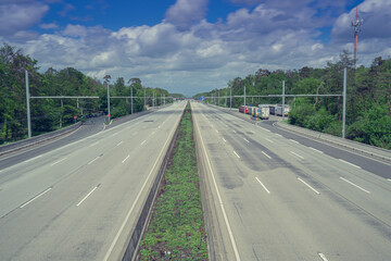 Motorway in Germany with 8 lanes completely empty